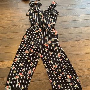 Girls Size 14 Truly Me Black Floral Jumpsuit